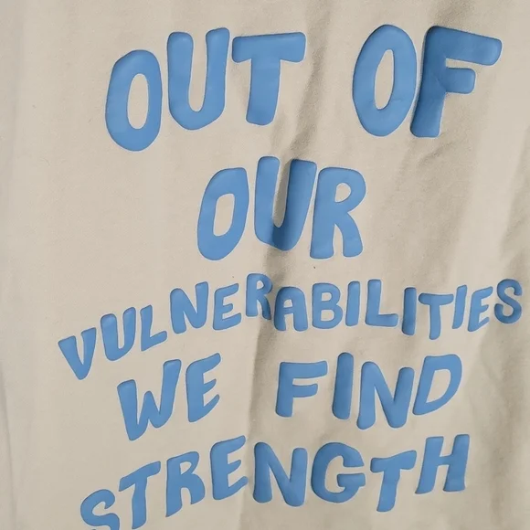 Oversized White Hoodie with Blue Graphic Text - Picture 6 of 9